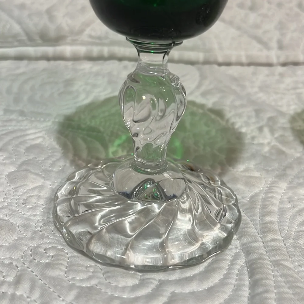 Fostoria Colonial Dame green‎ glasses, set of 8